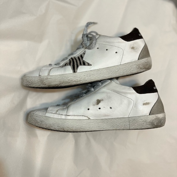 GOLDEN GOOSE Deluxe Brand Superstar Zebra-Striped Star Sneakers Size 9.5 - Picture 8 of 14